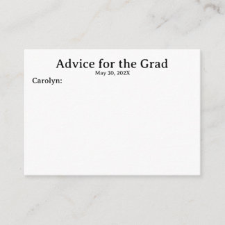 Name and Date Personalised Graduation Advice Cards