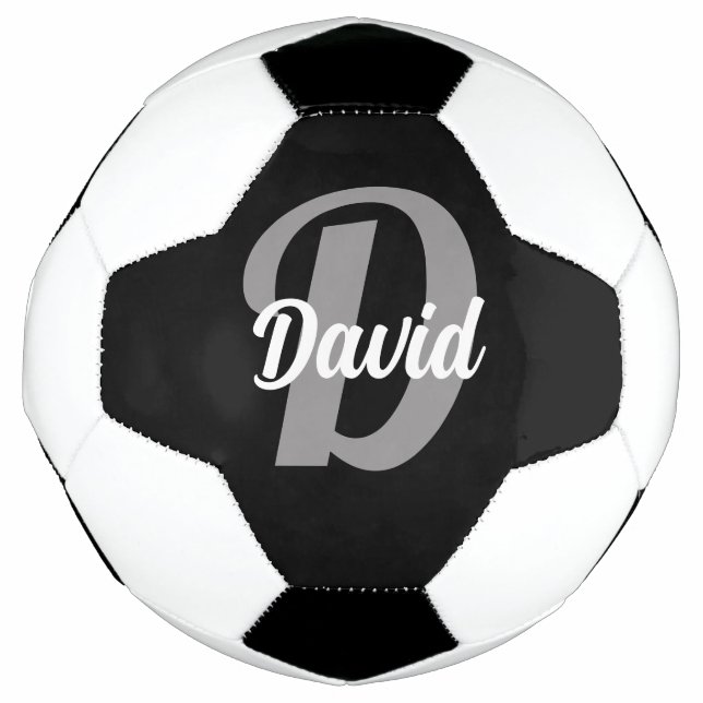 Name And First Letter On Black Football (Front)