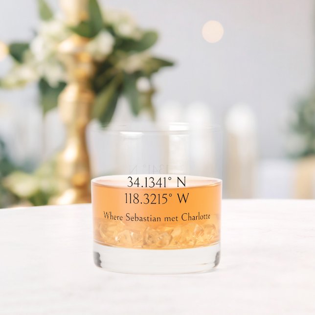  Name and GPS Coordinates Personalised Whiskey Glass (Insitu (Wedding))