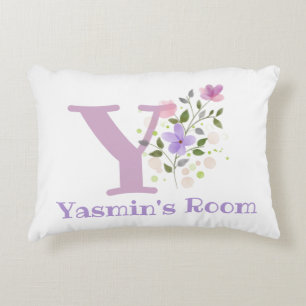 Name and Initial on a Floral Design. Pretty Decorative Cushion