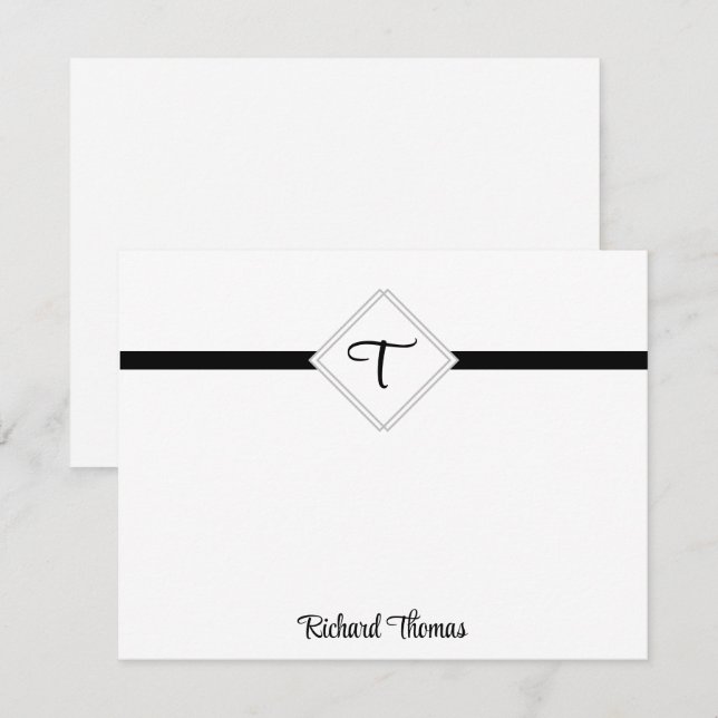 Name and Initial Personalised Note Cards  (Front/Back)
