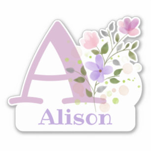Name and Initial with Floral Design Cut-Out