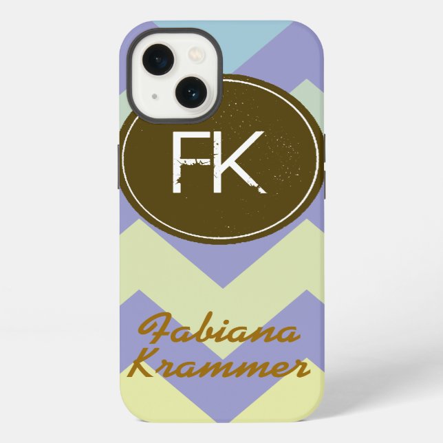name and initials personalised on chevron iPhone case (Back)