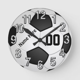 NAME and Jersey NUMBER Soccer Wall Clocks