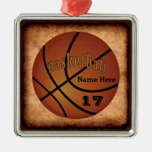 Name and Jersey Number Vintage Basketball Ornament