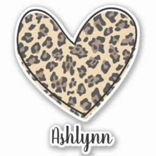 Name and Leopard Animal Print Heart