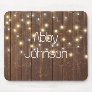 Name and Light String on Oak Mouse Mat