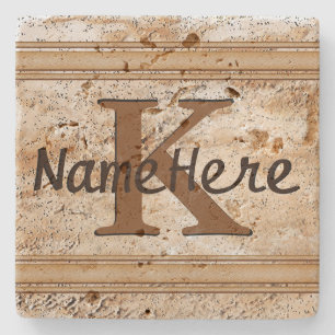 NAME and MONOGRAM Coasters for Him, Set of 4 or 1