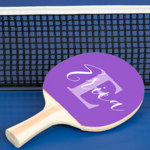 Name and monogram letter E purple custom Ping Pong Paddle