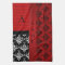 Name and monogram red damask stripes