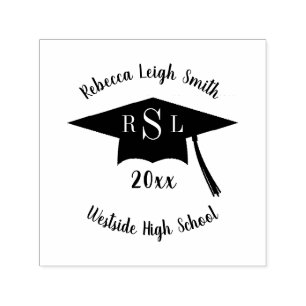Name And Monogram Script Graduation Cap Class Of Self-inking Stamp