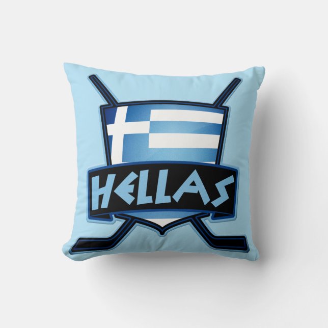 Name And Number Greece Hockey Logo Cushion (Front)