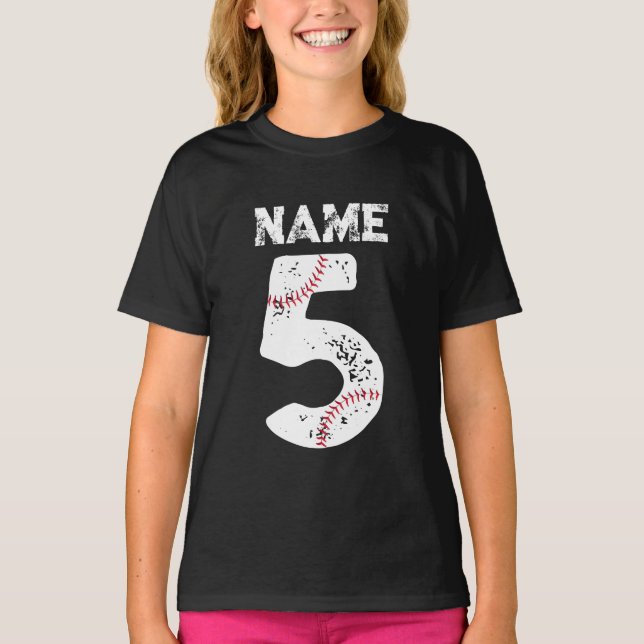Name and Numbered 5 Baseball, Baseball Team T-Shirt (Front)