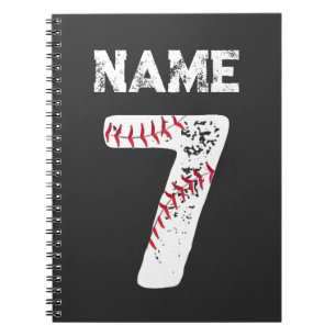 Name and Numbered 7 Baseball, Baseball Team Notebook