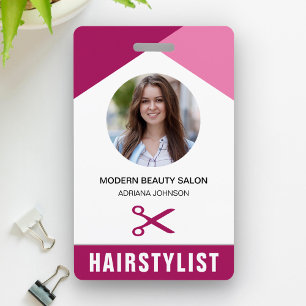 Name and Photo Beauty Salon Hair Stylist ID Card Badge