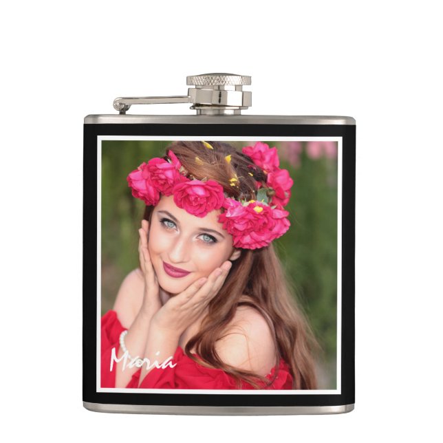 Name and photo hip flask (Front)