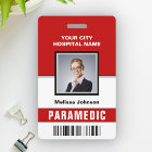 Name and Photo Medical Emergency Paramedic ID Card