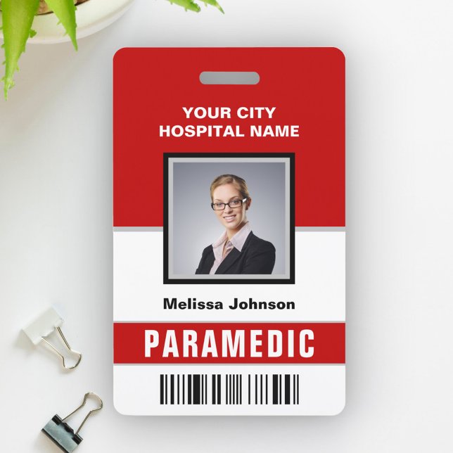 Name and Photo Medical Emergency Paramedic ID Card ID Badge (Creator Uploaded)