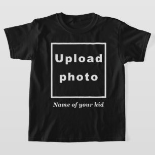 Name and Photo of Your Kid on Black Kids T-Shirt