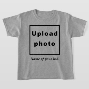 Name and Photo of Your Kid on Light Steel Kids T-Shirt