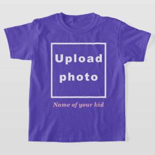 Name and Photo of Your Kid on Purple Kids T-Shirt