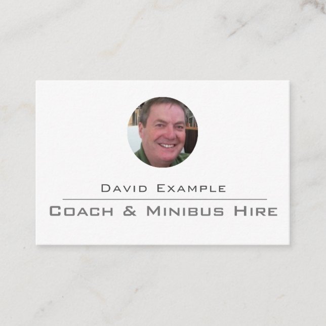 Name and Photo on a Coach & Minibus Hire Business Card (Front)