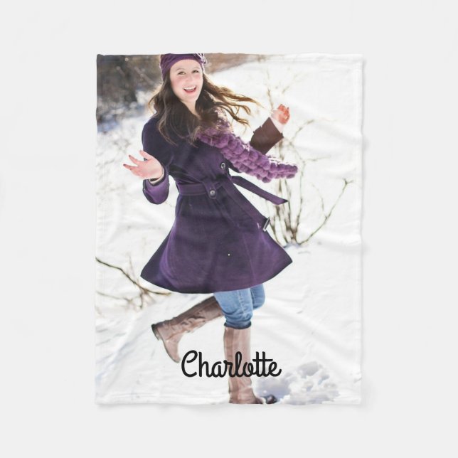 Name And Photo Personalised Custom Fleece Blanket (Front)
