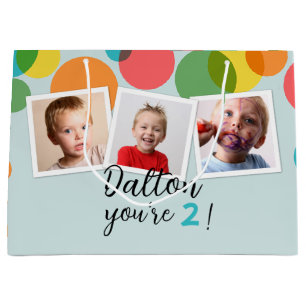 Name and Photos Boys Birthday Personalized Large Gift Bag