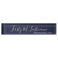 Name and Title Calligraphy - CAN EDIT navy COLOR