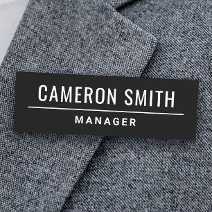 Name and title modern black tag