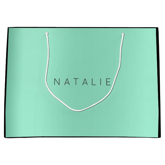 Name Aqua Mint Blush Pearly Minimal Gift Large Gift Bag (Front)