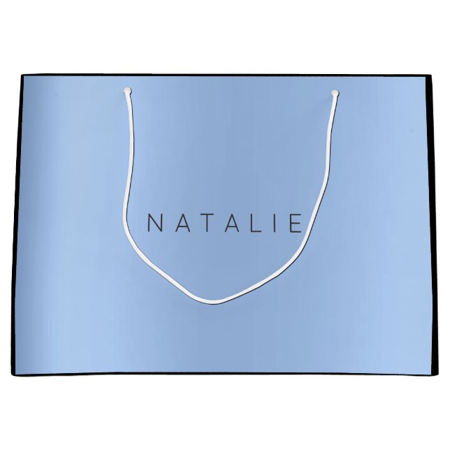 Name Baby Blue  Pearly Minimal Gift Large Gift Bag (Front)