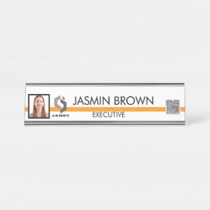 Name Badge Card & Custom QR Code Employee Desk Name Plate