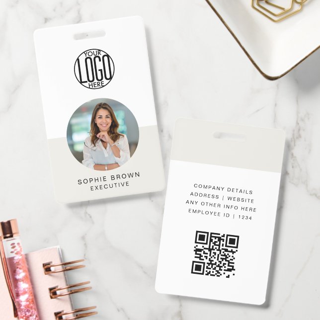 Name Badge Card | Custom QR Code Employee ID Badge (Office)