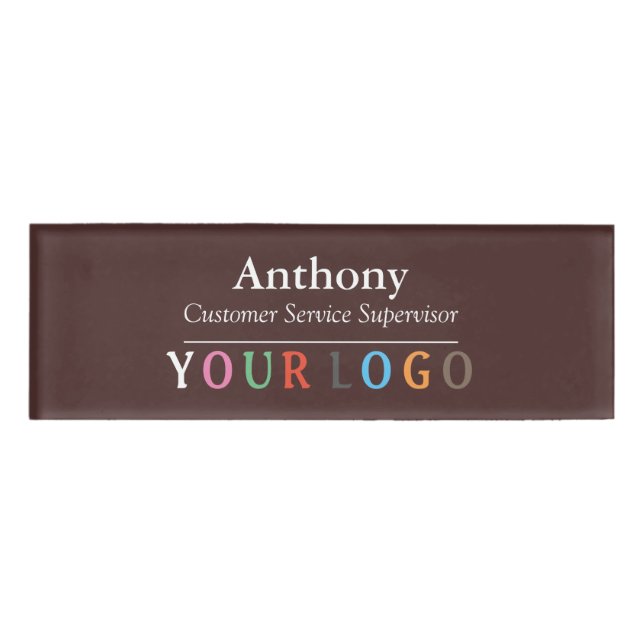 Name Badge Magnet Custom Logo Employee Staff Large (Front)