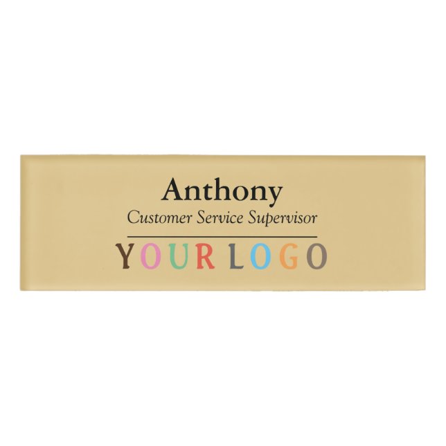 Name Badge Magnet Custom Logo Employee Staff Large (Front)