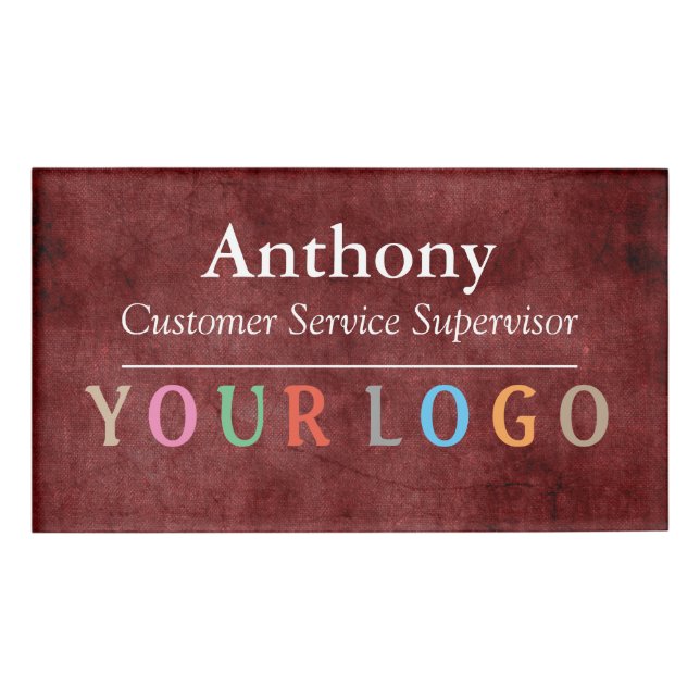 Name Badge Magnet Custom Logo Employee Staff Large (Front)