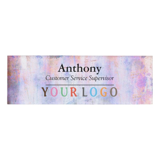 Name Badge Magnet Custom Logo Employee Staff Large (Front)