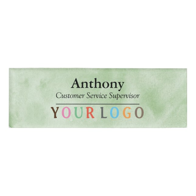 Name Badge Magnet Custom Logo Employee Staff Large (Front)