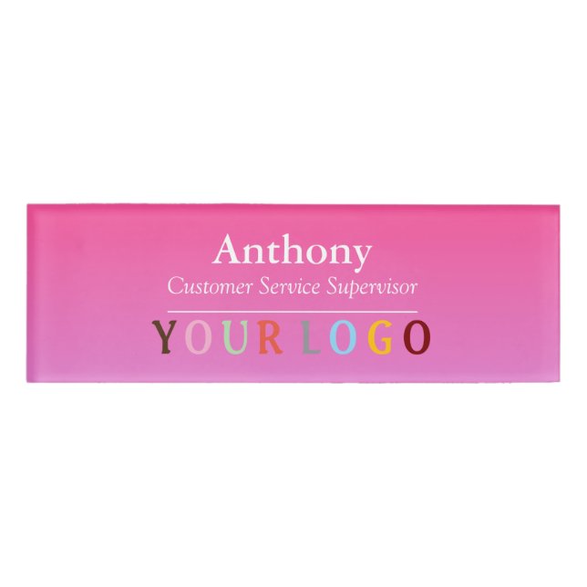 Name Badge Magnet Custom Logo Employee Staff Large (Front)