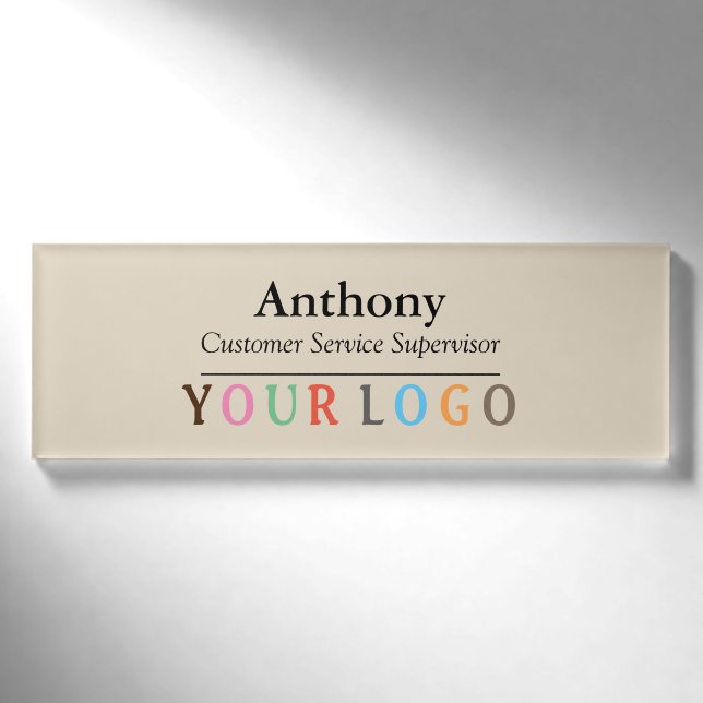 Name Badge Magnet Custom Logo Employee Staff Large (Front)