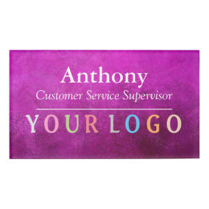 Name Badge Magnet Custom Logo Employee Staff Large