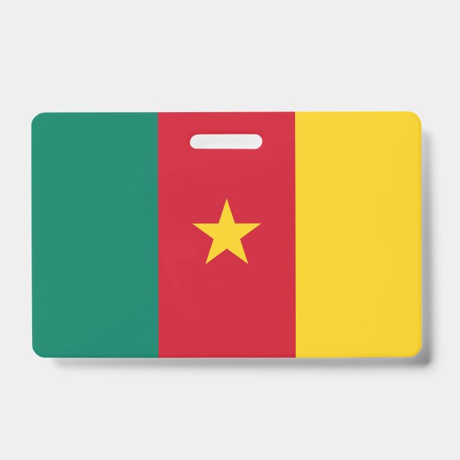 Name Badge with flag of Cameroon ID Badge (Front)