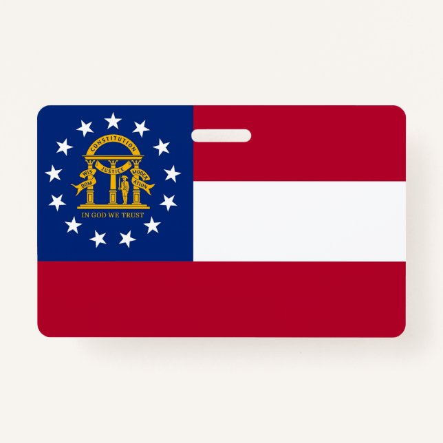 Name Badge with flag of Georgia State, USA ID Badge (Front)