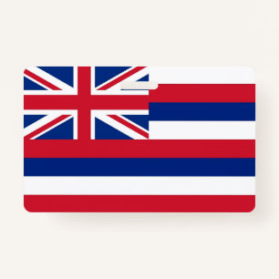 Name Badge with flag of Hawaii State, USA ID Badge