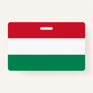 Name Badge with flag of Hungary ID Badge