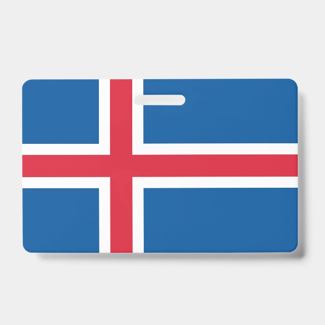 Name Badge with flag of Iceland ID Badge (Front)