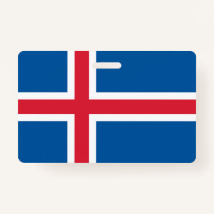 Name Badge with flag of Iceland ID Badge