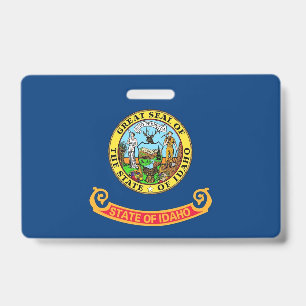 Name Badge with flag of Idaho State, USA ID Badge