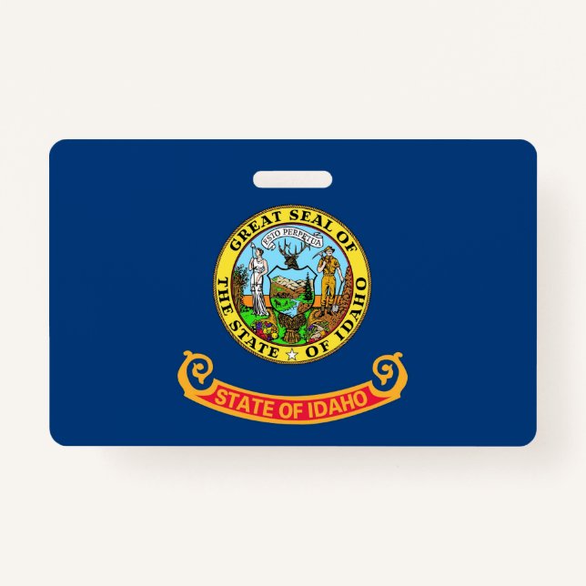Name Badge with flag of Idaho State, USA ID Badge (Front)